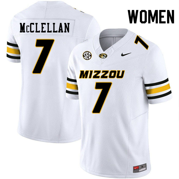 Women #7 Chris McClellan Missouri Tigers College Football Jerseys Stitched-White